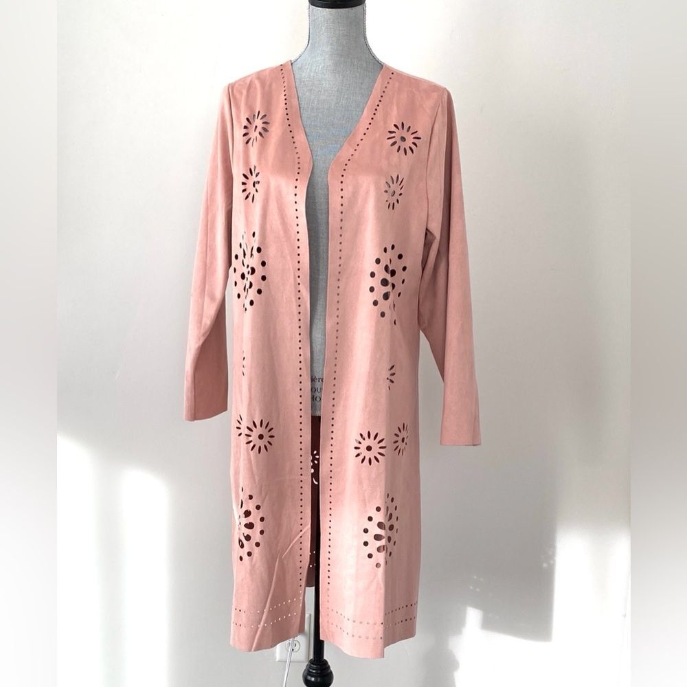 Forgotten Grace Lasercut Long Sleeve Duster Large Brash Pink Boho Chic Western